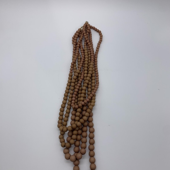 Vintage 5 StrandGlowing Bohemian Faux Wooden Beads Necklace Long 34” Adjustable - Picture 8 of 9